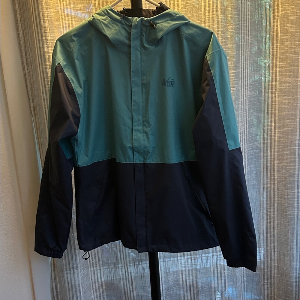REI Women’s Teal and Navy Trailmade Rain Jacket